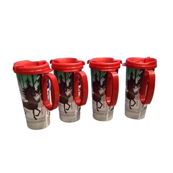 4 Disney Theme Park Souvenir Cup Happy Holidays Plastic Character Lid Vintage - Picture 3 of 10